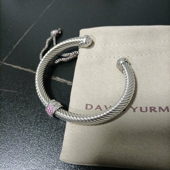 David Yurman Cable Classics Bracelet Amethyst with Pavé Diamond Station,7mm - Picture 1 of 5